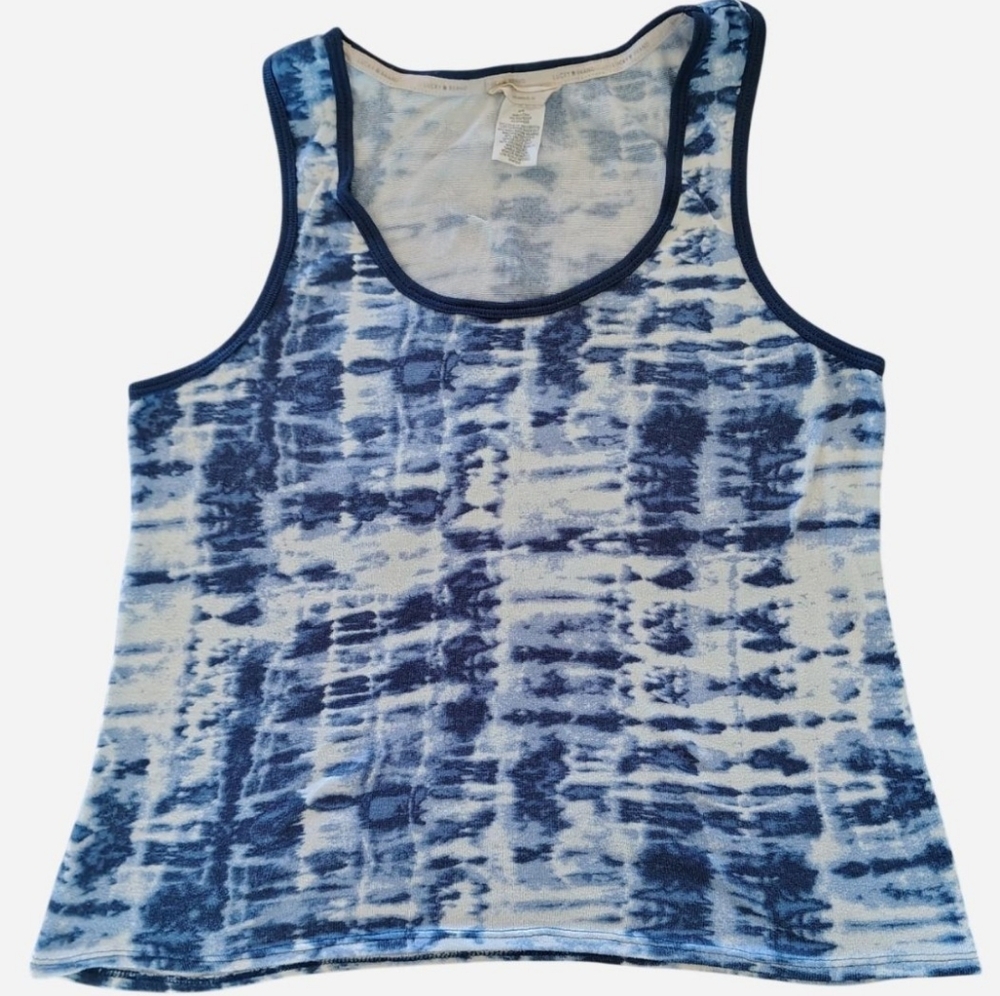 Lucky Brand Navy and White Stretchy Pajama Tank Top